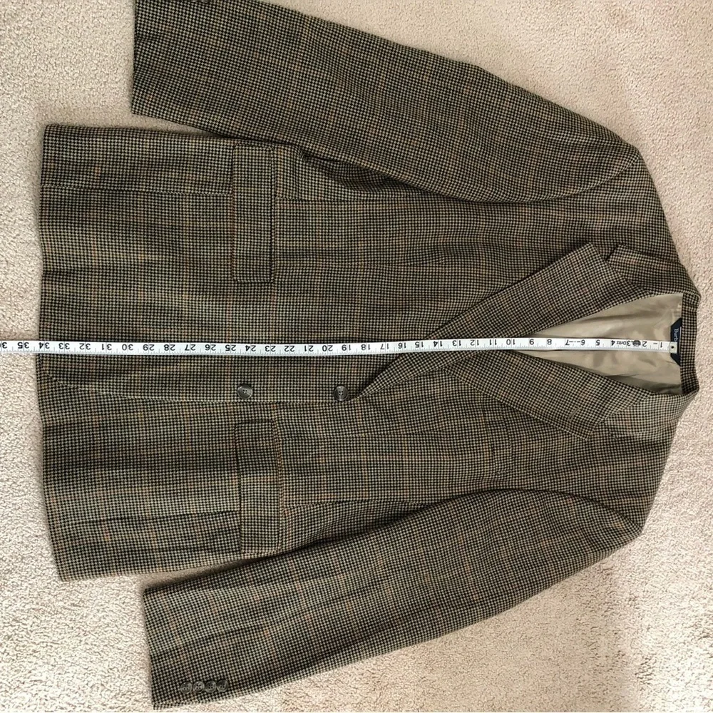 Burberrys Vintage Mens Houndstooth Wool Blazer 46 Long